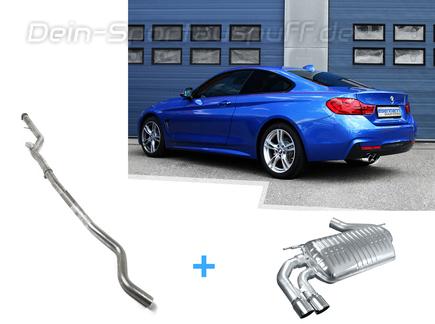 Eisenmann Edelstahl Racing-Komplettanlage ab Kat BMW 4er 420i F32 F32 F36 2x76mm rund scharf gerade