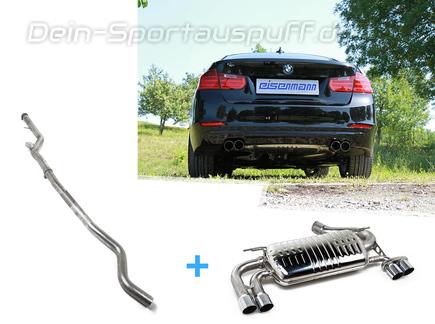 Eisenmann Edelstahl Duplex Racing-Komplettanlage ab Kat BMW 3er F30 F31 Limousine u. Touring 320i je 2x76mm rund scharf gerade