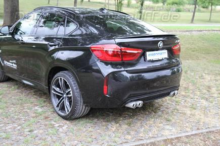 Eisenmann Edelstahl Duplex Sportauspuff BMW X6 M F86 je 2x90mm rund scharf abgeschrägt Alu gebürstet