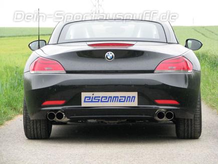 Eisenmann Edelstahl Duplex Komplettanlage ab Kat RACE-Version BMW Z4 E89 Roadster 20i 28i je 2x76mm rund scharf gerade versetzt