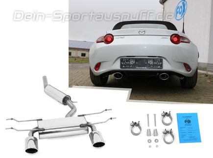 Fox Edelstahl Duplex Sportauspuff-Komplettanlage ab Kat Mazda MX-5 Typ ND ab 2015 je 115x85mm oval eingerollt abgeschrägt