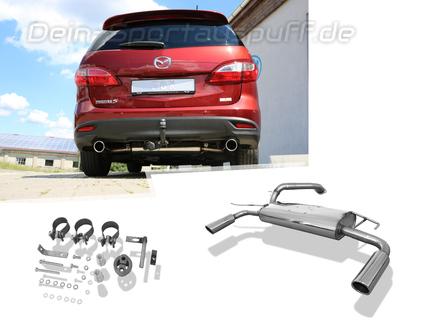 Fox Edelstahl Duplex Sportauspuff Mazda 5 Typ CW ab 2010 je 80mm rund eingerollt abgeschrägt