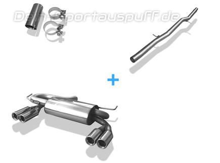 Fox Edelstahl Duplex Racing-Komplettanlage ab Kat Audi S3 8L 2x76mm rund eingerollt gerade mit Absorber