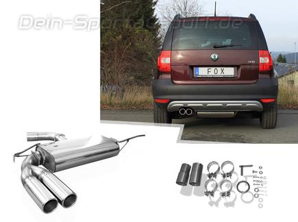 Fox Edelstahl Sportauspuff Skoda Yeti Frontantrieb 2x80mm rund eingerollt