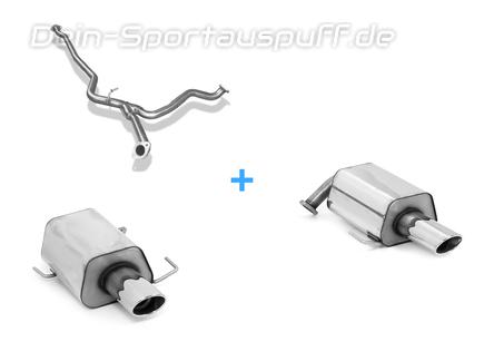 Fox Edelstahl Duplex Racing-Komplettanlage ab Kat Subaru Legacy 4 BL Limousine 3.0l Bj.03-09 je 115x85mm oval eingerollt abgeschrägt mit langer Tulpe