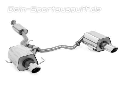 Fox Edelstahl Duplex Sportauspuff-Komplettanlage ab Kat Subaru Legacy 4 BL Limousine 2.0l Bj.03-09 je 115x85mm oval eingerollt abgeschrägt mit langer Tulpe