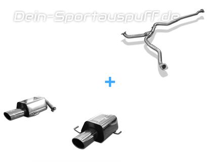 Fox Edelstahl Duplex Racing-Komplettanlage ab Kat Subaru Legacy 4 BL Limousine 3.0l Bj.03-09 je 129x106mm oval eingerollt abgeschrägt mit langer Tulpe