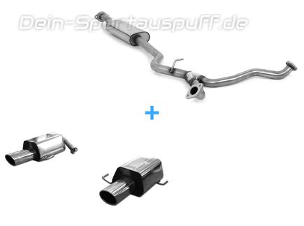 Fox Edelstahl Duplex Sportauspuff-Komplettanlage ab Kat Subaru Legacy 4 BL Limousine 2.0l Bj.03-09 je 129x106mm oval eingerollt abgeschrägt mit langer Tulpe