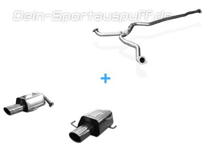 Fox Edelstahl Duplex Racing-Komplettanlage ab Kat Subaru Legacy 4 BL Limousine 2.0l Bj.03-09 je 129x106mm oval eingerollt abgeschrägt mit langer Tulpe