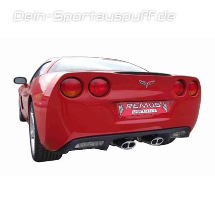 Remus Edelstahl Duplex Sportauspuff Chevrolet Corvette C6 je 150x85mm Twin Stream oval eingerollt abgeschrägt mit Doppelrohr-Optik