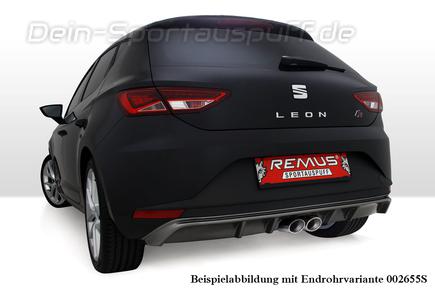 Remus Edelstahl Sportauspuff mit Ausgang Mittig Seat Leon Typ 5F 1.2l TSI 1.4l TSI 1.6l TDI ab 2013 inkl. Endrohrsatz nach Wahl