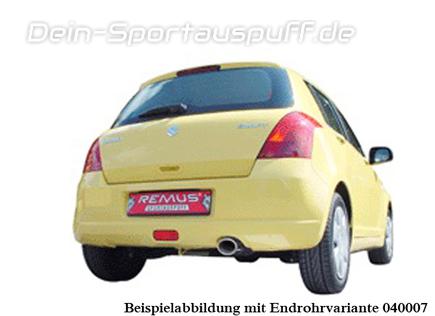 Remus Edelstahl Sportauspuff-Komplettanlage ab Kat mit Klappensteuerung Suzuki Swift 3 Typ MZ 1.3l inkl. Endrohr nach Wahl