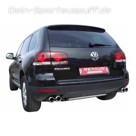 Remus Edelstahl Duplex Endschalldämpfer VW Touareg Typ 7L Facelift 2007-2011 je 2x84mm rund eingerollt