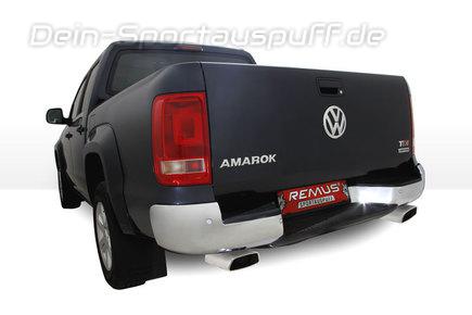 Remus Edelstahl Duplex Sportauspuff VW Amarok inkl. 4x4 je 185x85mm trapez eingerollt abgeschrägt