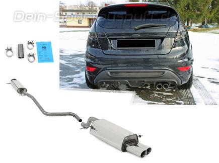 Fox Edelstahl Sportauspuffanlage ab Kat Ford Fiesta MK7 JA8 inkl. Sport 1.6 77/88kW ab 2008 2x80mm rund doppelwandig abgeschrägt