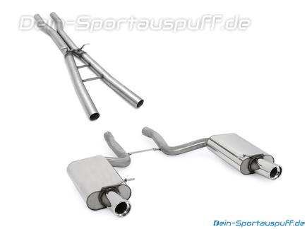 Fox Edelstahl Duplex Racing-Sportauspuffanlage ab Kat Audi S4 B6 Typ 8E Limousine/Avant je 90mm rund eingerollt abgeschrägt mit Absorber