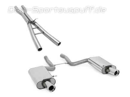 Fox Edelstahl Duplex Racing-Sportauspuffanlage ab Kat Audi S4 B6 Typ 8E Limousine/Avant je 100mm rund eingerollt abgeschrägt mit Absorber