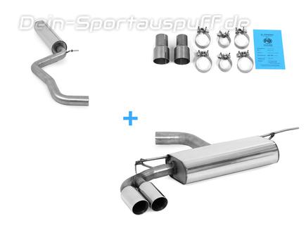Fox Edelstahl Sportauspuff-Komplettanlage ab Kat Audi A3 8V 1.4 3-Tür ab 2012 2x80mm rund doppelwandig abgeschrägt