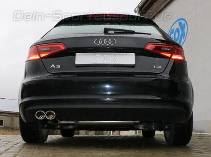 Fox Edelstahl Sportauspuff Audi A3 8V Sportback 1.8TFSI 2x88x74mm oval eingerollt abgeschrägt