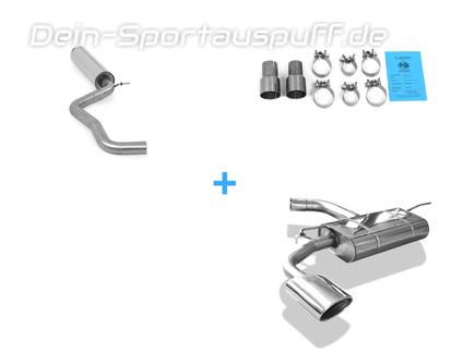 Fox Edelstahl Sportauspuff-Komplettanlage ab Kat Audi A3 8V Sportback 1.8TFSI 140x90mm oval eingerollt abgeschrägt mit langer Tulpe