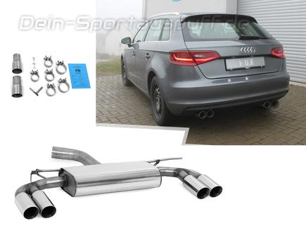 Fox Edelstahl Duplex Sportauspuff Audi A3 8V Sportback 1.8TFSI je 2x80mm rund doppelwandig abgeschrägt