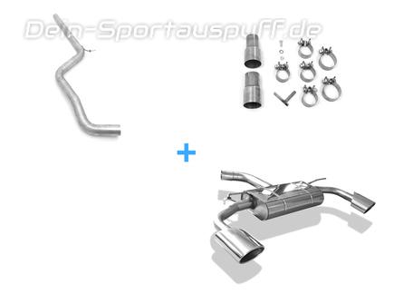 Fox Edelstahl Duplex Racing-Sportauspuffanlage ab Kat Audi A3 8V Sportback 1.8TFSI je 140x90mm oval eingerollt abgeschrägt mit langer Tulpe