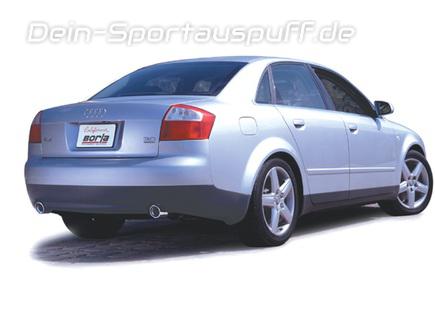 Borla Edelstahl Duplex Sportauspuff-Komplettanlage ab Kat Audi A4 B6 quattro je 81mm rund eingerollt abgeschrägt