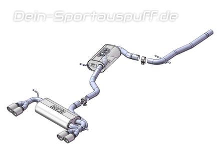 Borla Edelstahl Duplex Sportauspuff-Komplettanlage ab Kat Seat Leon TDI Typ 1P je 2x80mm rund eingerollt abgeschrägt