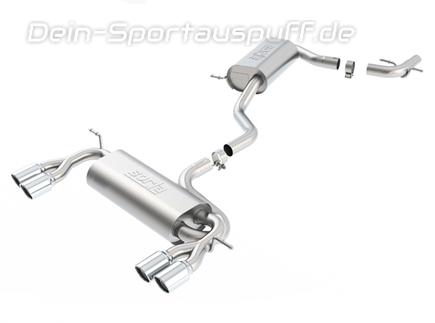Borla Edelstahl Duplex Sportauspuff-Komplettanlage ab Kat Seat Altea 5P 2.0l FSI je 2x80mm rund eingerollt abgeschrägt