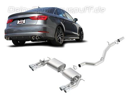 Borla Edelstahl Duplex Sportauspuffanlage ab Kat Ø76mm-System Audi S3 8V je 2x89mm rund eingerollt abgeschrägt