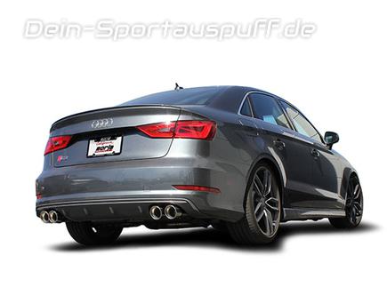 Borla Edelstahl Duplex Rennsportanlage ab Turbo Ø76mm-System Audi S3 8V je 2x89mm rund eingerollt abgeschrägt