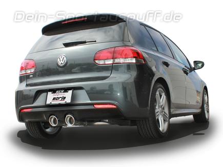 Borla Edelstahl Sportauspuffanlage ab Turbo VW Golf 6 R 2x 108mm rund eingerollt abgeschrägt