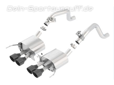 Borla ATAK Edelstahl Sportauspuff Corvette C7 ab 2014 (ohne original AFM & NPP) 4x108mm rund eingerollt abgeschrägt mit Intercooler-Einsatz in schwarz
