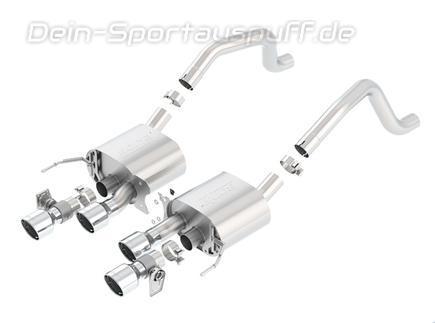 Borla ATAK Edelstahl Sportauspuff Corvette C7 Z06 ZR1 ab 2014 (mit originalem NPP) 4x108mm rund eingerollt abgeschrägt mit Intercooler-Einsatz