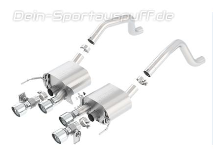 Borla ATAK Edelstahl Sportauspuff Corvette C7 Z06 ZR1 ab 2014 (mit originalem NPP) 4x108mm rund eingerollt abgeschrägt