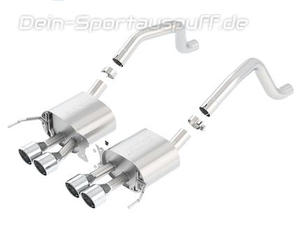 Borla S-TYPE Edelstahl Sportauspuff Corvette C7 Z06 ZR1 ab 2014 (ohne originalem NPP) 4x108mm rund eingerollt abgeschrägt mit Intercooler-Einsatz