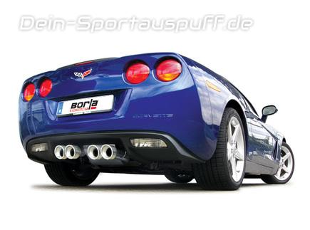 Borla Edelstahl Komplettanlage ab Kat Corvette C6 Bj.05-13 4x102mm rund eingerollt abgeschrägt