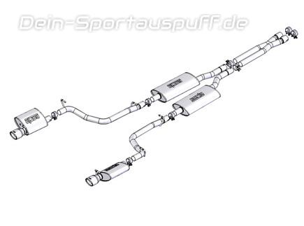 Borla Edelstahl Duplex Komplettanlage ab Kat Dodge Charger 5.7l V8 je 108x89mm oval eingerollt abgeschrägt