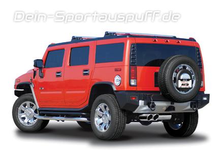 Borla Edelstahl Komplettanlage ab Kat Hummer H2 6.0l ab Bj.07 2x127mm rund eingerollt abgeschrägt