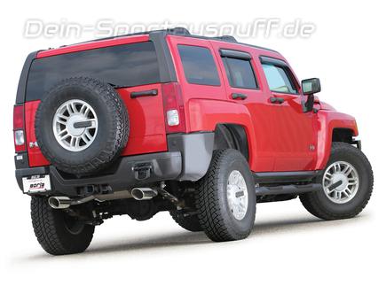 Borla Edelstahl Duplex Komplettanlage ab Kat Hummer H3 Bj.06-08 je 102mm rund eingerollt abgeschrägt