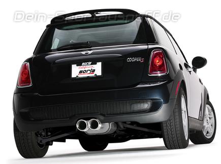 Borla TOURING Edelstahl Komplettanlage ab Kat Mini Cooper S R56 R57 2x102mm rund eingerollt abgeschrägt