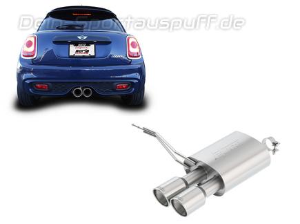 Borla TOURING Edelstahl Sportauspuff Mini Cooper S F56 3-Tür 2x102mm rund eingerollt abgeschrägt