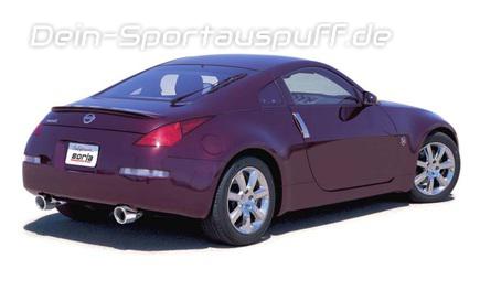 Borla S-TYPE Edelstahl Duplex Komplettanlage ab Kat Nissan 350Z je 1x rund eingerollt abgeschrägt