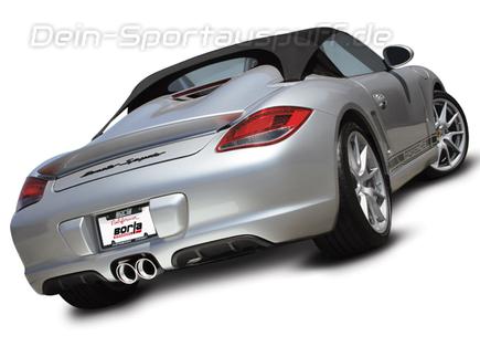 Borla Edelstahl Racinganlage inkl. Kat-Ersatz Porsche Boxster Typ 987 Bj.05-09 2x102mm rund eingerollt abgeschrägt
