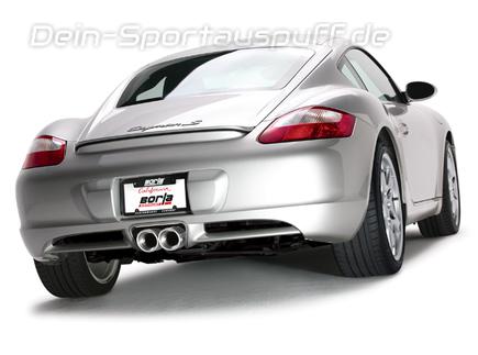 Borla Edelstahl Racinganlage inkl. Kat-Ersatz Porsche Cayman Typ 987 Bj.05-09 2x102mm rund eingerollt abgeschrägt