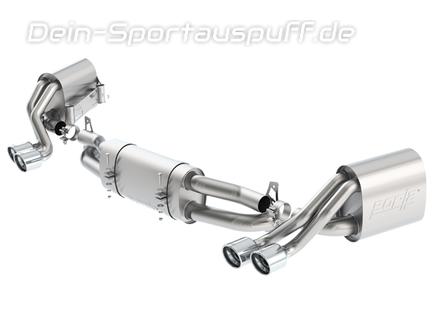 Borla Edelstahl Duplex Komplettanlage ab Kat ohne Klappensteuerung Porsche 911 Typ 991 Carrera S 4S Bj.11-15 je 2x80mm rund eingerollt abgeschrägt