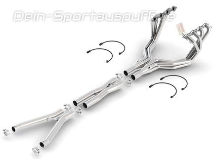 Borla Edelstahl Fächerkrümmer inkl. Kat-Ersatz und X-Rohr Corvette C6 6.2l nur Bj.09-13