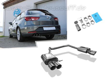 Fox Edelstahl Duplex Sportauspuff Seat Leon ST 5F 1.2l 1.4l 1.8l (Mod. mit Starrachse) je 2x90mm rund doppelwandig abgeschrägt