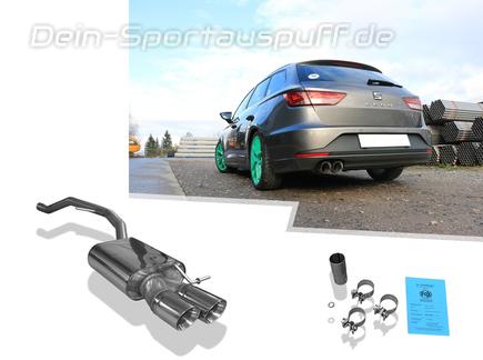 Fox Edelstahl Sportauspuff Seat Leon ST 5F 1.2l 1.4l 1.8l (Mod. mit Starrachse) 2x90mm rund doppelwandig abgeschrägt