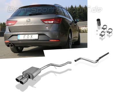 Fox Edelstahl Racing-Komplettanlage ab Kat Seat Leon ST 5F 1.2l 1.4l 1.8l (Mod. mit Starrachse) 2x90mm rund eingerollt abgeschrägt